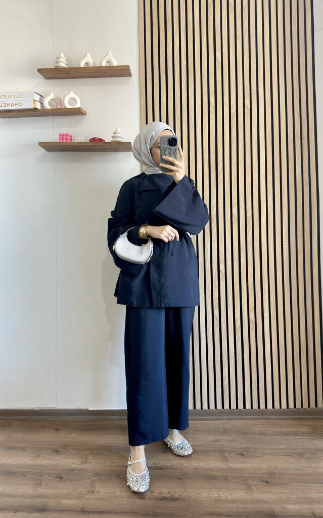 Düğme Detay Belden Bağlamalı İkili Takım