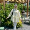 Kurdele Detay Kadın Sarı Gömlek - Pamuklu Poplin