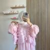 Pembe Fırfırlı Etekli Takım