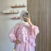 Pembe Fırfırlı Etekli Takım