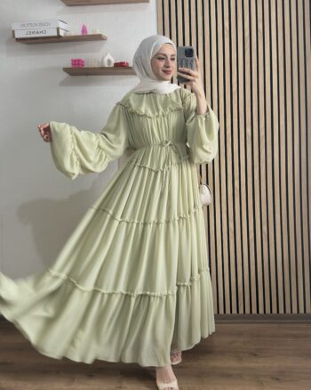 Fısıltı Büzgü Detay Elbise Mint