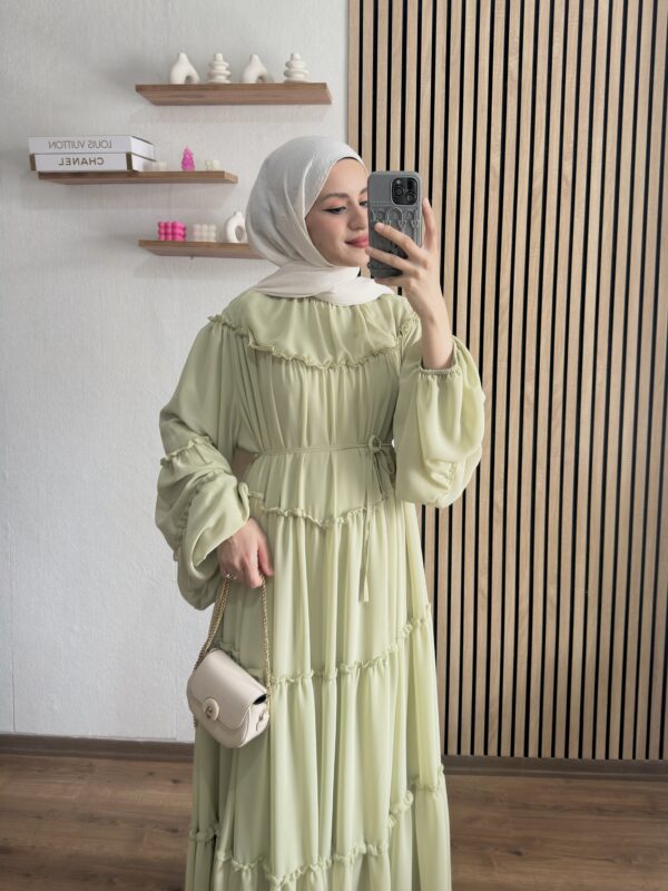 Fısıltı Büzgü Detay Elbise Mint
